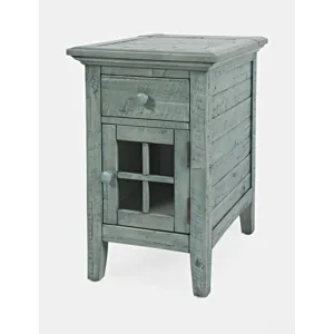 Rustic Shores Distressed Acacia USB Charging Chairside End Table