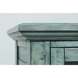 Rustic Shores 32\" Coastal Distressed Acacia Two-Door Accent Cabinet