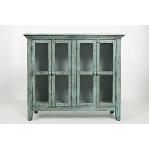 Rustic Shores 48\" Coastal Distressed Acacia Four-Door Accent Cabinet
