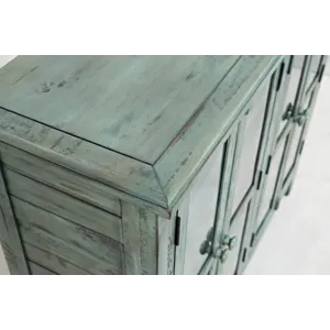 Rustic Shores 48\" Coastal Distressed Acacia Four-Door Accent Cabinet