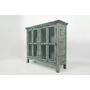 Rustic Shores 48\" Coastal Distressed Acacia Four-Door Accent Cabinet