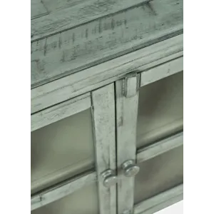 Rustic Shores 54\" Coastal Distressed Acacia Four-Door Credenza Cabinet