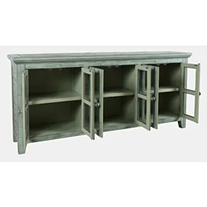 Rustic Shores 70\" Coastal Distressed Acacia Six-Door Sideboard Cabinet