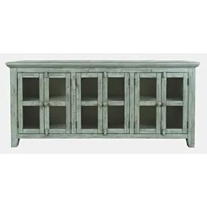 Rustic Shores 70\" Coastal Distressed Acacia Six-Door Sideboard Cabinet