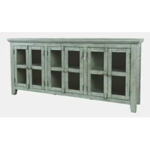 Rustic Shores 70\" Coastal Distressed Acacia Six-Door Sideboard Cabinet