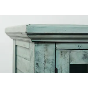 Rustic Shores 70\" Coastal Distressed Acacia Six-Door Accent Cabinet