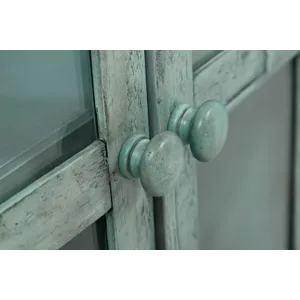 Rustic Shores 70\" Coastal Distressed Acacia Six-Door Accent Cabinet