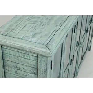 Rustic Shores 70\" Coastal Distressed Acacia Six-Door Accent Cabinet