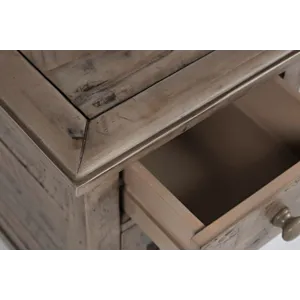 Rustic Shores Distressed Acacia USB Charging Chairside End Table