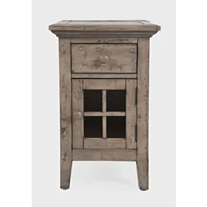 Rustic Shores Distressed Acacia USB Charging Chairside End Table