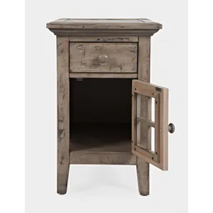 Rustic Shores Distressed Acacia USB Charging Chairside End Table