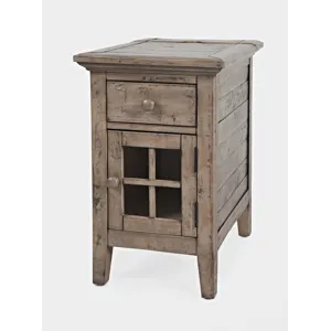 Rustic Shores Distressed Acacia USB Charging Chairside End Table