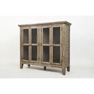Rustic Shores 48\" Coastal Distressed Acacia Four-Door Accent Cabinet