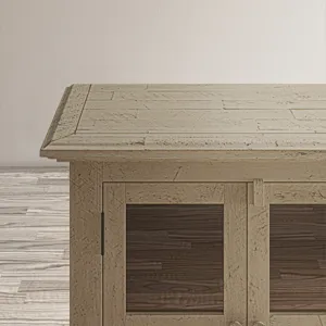 Rustic Shores 54\" Coastal Distressed Acacia Four-Door Credenza Cabinet