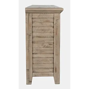 Rustic Shores 54\" Coastal Distressed Acacia Four-Door Credenza Cabinet