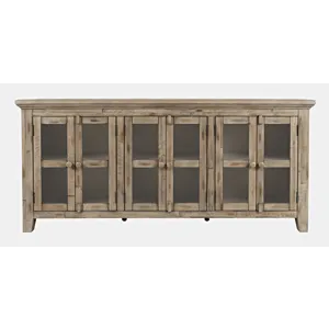 Rustic Shores 70\" Coastal Distressed Acacia Six-Door Sideboard Cabinet