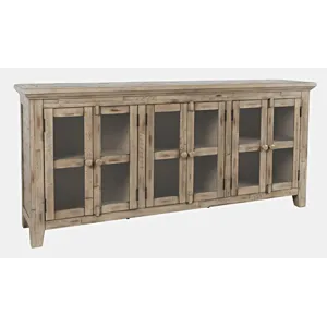 Rustic Shores 70\" Coastal Distressed Acacia Six-Door Sideboard Cabinet