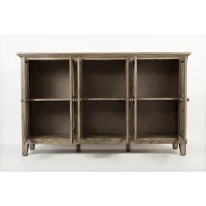 Rustic Shores 70\" Coastal Distressed Acacia Six-Door Accent Cabinet