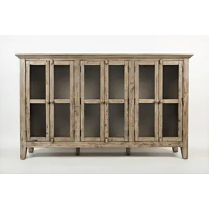 Rustic Shores 70\" Coastal Distressed Acacia Six-Door Accent Cabinet