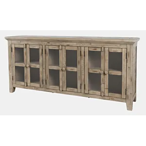 Rustic Shores 70\" Coastal Distressed Acacia Six-Door Accent Cabinet