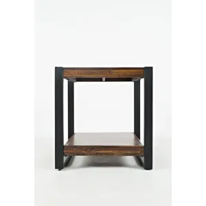 Loftworks Modern Industrial Distressed Acacia End Table