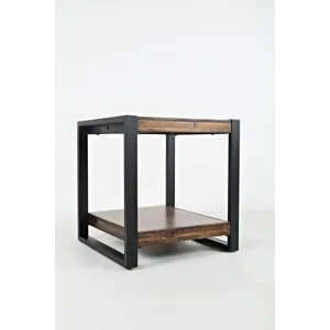Loftworks Modern Industrial Distressed Acacia End Table