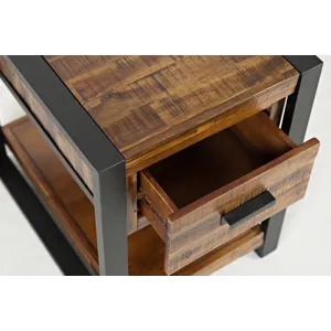 Loftworks Modern Industrial Distressed Acacia Chairside Table With Drawer