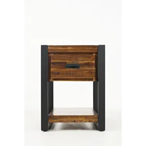 Loftworks Modern Industrial Distressed Acacia Chairside Table With Drawer