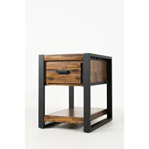 Loftworks Modern Industrial Distressed Acacia Chairside Table With Drawer