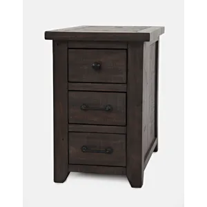 Madison County Rustic Reclaimed Pine Farmhouse Harris USB Charging Chairside Table