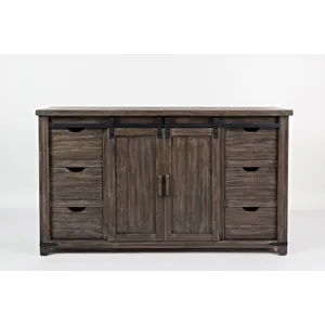 Madison County Rustic Reclaimed Solid Wood Farmhouse 60\" Barn Door Server