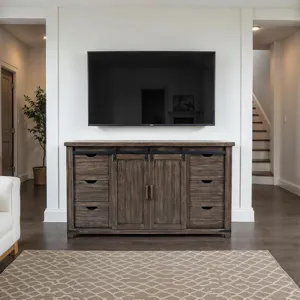 Madison County Rustic Reclaimed Solid Wood Farmhouse 60\" Barn Door Server