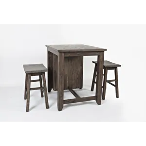 Madison County Rustic Reclaimed Solid Wood Farmhouse 3 Piece Counter Height Dining Set