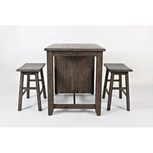 Madison County Rustic Reclaimed Solid Wood Farmhouse 3 Piece Counter Height Dining Set