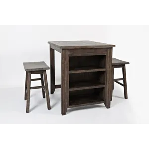 Madison County Rustic Reclaimed Solid Wood Farmhouse 3 Piece Counter Height Dining Set