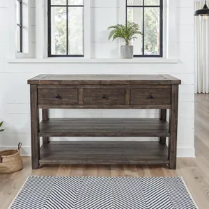 Madison County Rustic Reclaimed Solid Wood Farmhouse Sofa 50\" Sofa Table