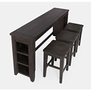 Madison County Rustic Reclaimed Pine Farmhouse Four Piece Sofa Table Set With Barstools