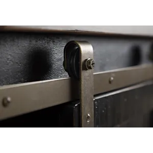 Madison County Rustic Reclaimed Solid Wood Farmhouse 32\" Barn Door Accent Cabinet