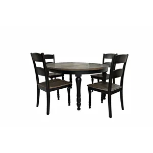 Madison County Reclaimed Pine 66\" Oval Farmhouse Five-Piece Dining Set