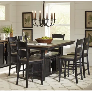 Madison County Reclaimed Pine 72\" Farmhouse Counter Height Seven-Piece Dining Set