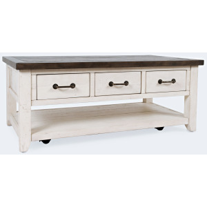 Madison County 3 Drawer Cocktail Table- Vintage White