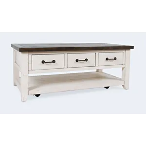 Madison County 3 Drawer Cocktail Table- Vintage White