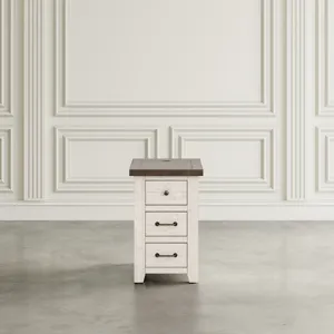 Madison County Rustic Reclaimed Pine Farmhouse Harris USB Charging Chairside Table