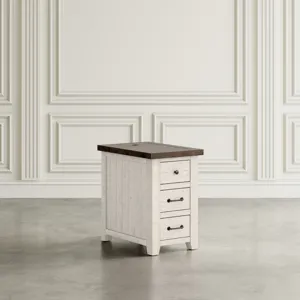 Madison County Rustic Reclaimed Pine Farmhouse Harris USB Charging Chairside Table