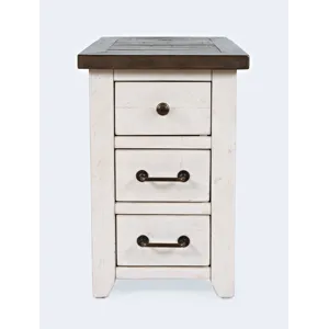 Madison County Rustic Reclaimed Pine Farmhouse Harris USB Charging Chairside Table