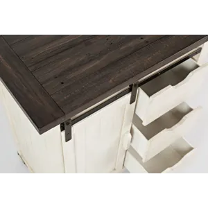 Madison County Rustic Reclaimed Solid Wood Farmhouse 32\" Barn Door Accent Cabinet