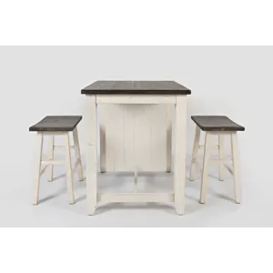 Madison County Rustic Reclaimed Solid Wood Farmhouse 3 Piece Counter Height Dining Set