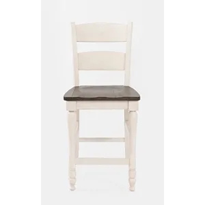 Madison County Rustic Farmhouse Five Piece Reclaimed Solid Wood Counter Height Round Dining Set With