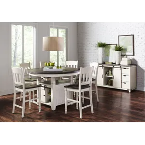 Madison County Rustic Reclaimed Solid Wood Farmhouse Adjustable Height 54\" Round Dining Table