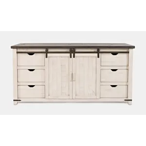 Madison County Rustic Reclaimed Solid Wood Farmhouse 70\" Barn Door Server